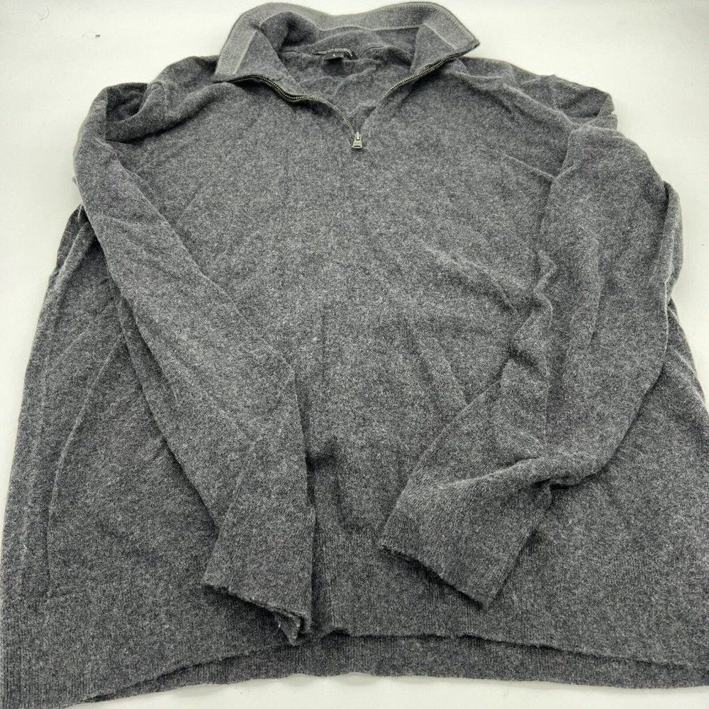 Banana republic men’s premium cotton cashmere blend 1/4 zip Sweater Gray LARGE